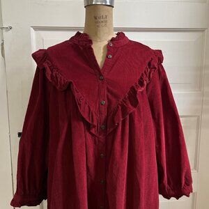 Universal Thread Dark Red Prairiecore Corduroy Dress XL